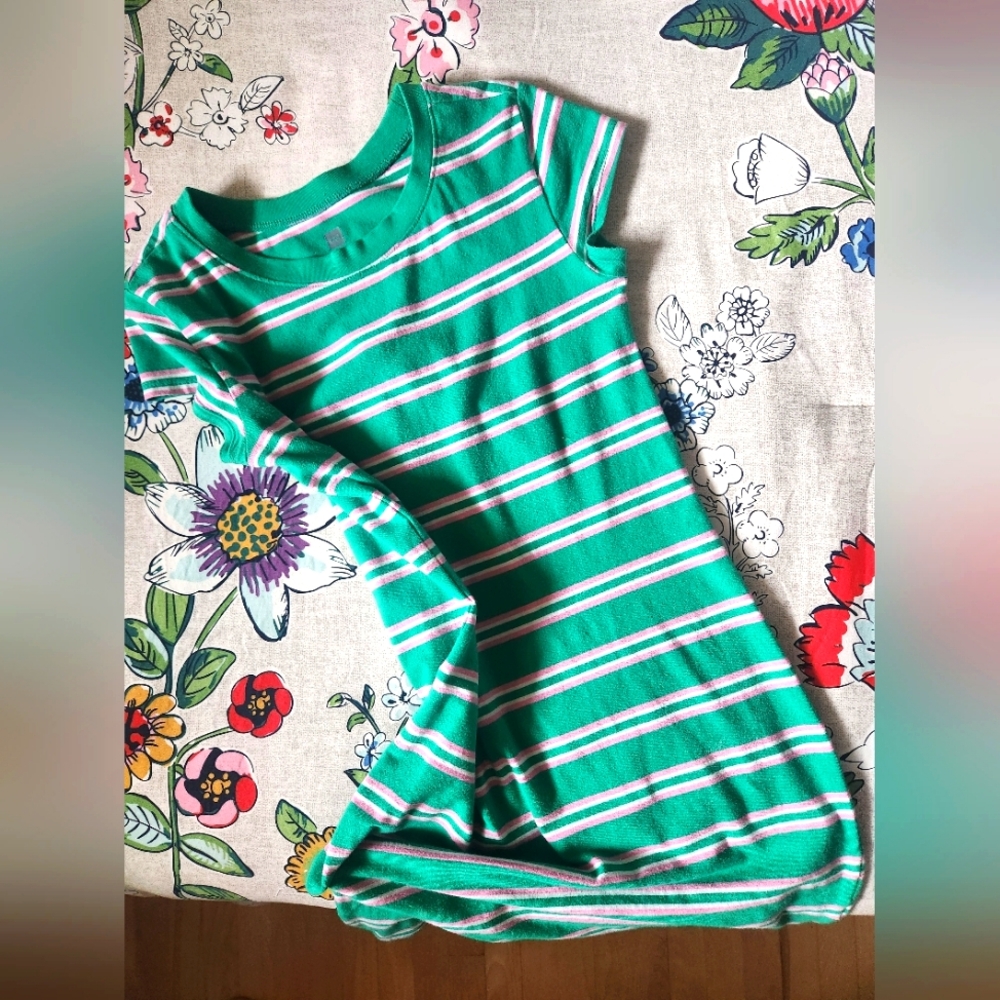Green Striped T-Shirt Dress